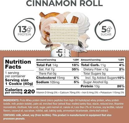 Power Crunch Protein Wafer Bars, High Protein Snacks with Delicious Taste, Cinnamon Roll, 1.4 Ounce (12 Count)