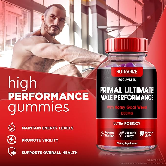 Primal Ultimate Gummies, Official PrimalUltimate Performance Supplement, The Key to Regain Confidence, Premium Gummy, Official Prime Ultimate Reviews (60 Gummies)