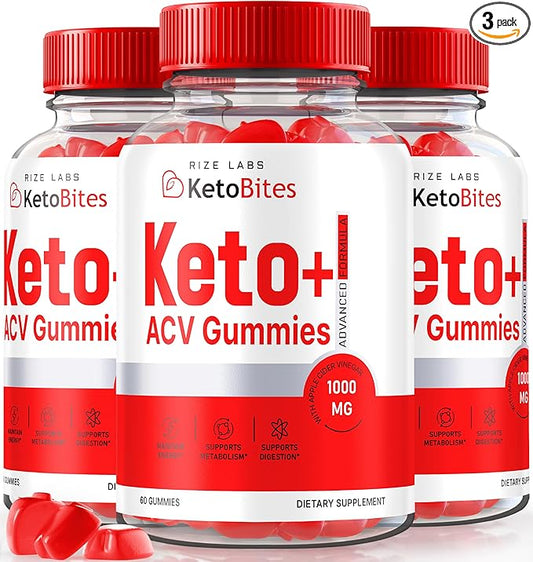 Keto Bites ACV Gummies for Advanced Weight Loss, All Natural Apple Cider Vinegar Supplement (180 Gummies)