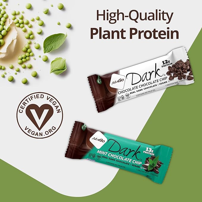 NuGo Dark Mocha Chocolate, 11g Vegan Protein, 200 Calories, Gluten Free,12 Count (Pack of 1)