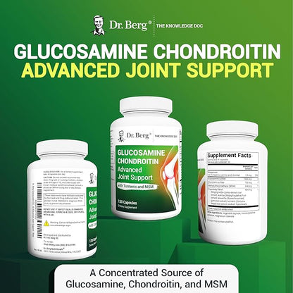 Dr. Berg Glucosamine Chondroitin MSM Turmeric & Boswellia - Advanced Joint Support Supplement with 1500 mg Glucosamine Sulfate - Includes 120 Capsules