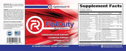 Fit4Duty Multivitamin+ for First Responders, One a Day Multivitamin Plus Other nutrients, 60 Servings, 2 Month Supply
