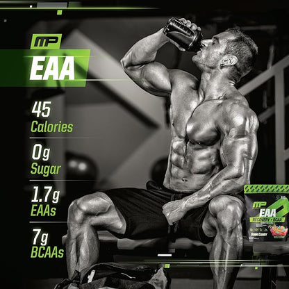 MusclePharm EAA Recovery + BCAAs, Post Workout Essential Amino Acids Powder, Pre Workout Energy Supplement for Men & Women with Branched Chain Amino Acids, 30 Servings (Sour Candy)
