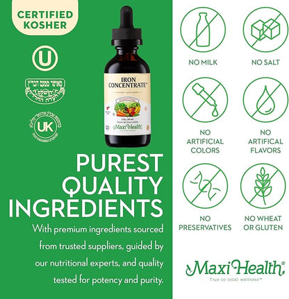 Liquid Iron Supplement for Women, Men and Kids - 15 mg Per ML Berry Flavored - High Potency - Easy to Mix for Immediate Absorption - Increase Energy and Blood Levels Without Nausea or Constipation