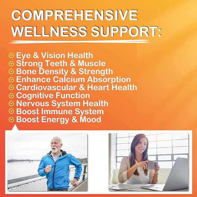 Sugar-Free ADK+Vitamin B12 Gummies - Vitamin D3 K2 10,000IU/ 5000IU, B12 5000mcg 2500mcg, K2 (MK-7) 240mcg, Multivitamin Adults-Vitamin A,Vegan Vitamin D,Methyl B12,C,Zinc-Eye,Bone,Energy,Nerve,Immune