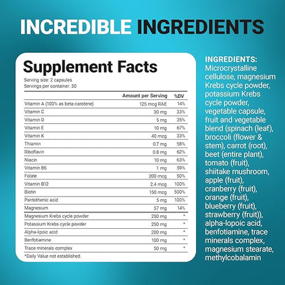 Dr. Berg Whole Food Multivitamin with Minerals - Daily Multivitamin for Men and Women - Includes Premium Whole Food Fruits and Vegetable Blend with Folate, Alpha-lipoic Acid and More - 60 Capsules