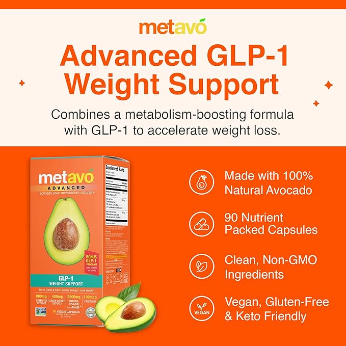 Advanced GLP-1 Weight Support | Metabolism & Appetite Control - Curb Cravings, Boost Metabolism | 90 Easy to Swallow Capsules