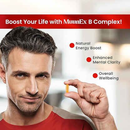 B-Complex, Vitamin B1 B2 B3 B6 B12, New Formula for Max Vitality & Sustained Energy Support,Energy Boost, Nervous System Support, with Vitamin C, Choline, Folate, 60 Capsules