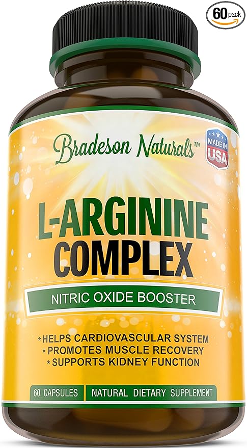 L Arginine - 1340mg Nitric Oxide Booster with L-Citrulline & Essential Amino Acids for Heart and Muscle Gain - Nitric Oxide Boost Supplement for Endurance and Energy - 60 Capsules. Made in USA