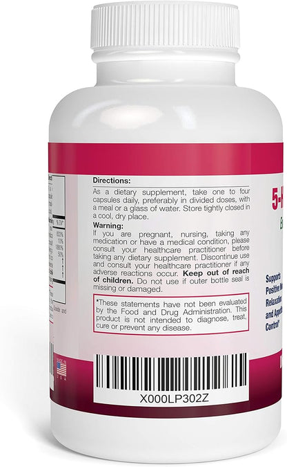 Nattura 5-HTP Supreme - for Positive Mood, Relaxation and Appetite Control - with 5-HTP, L-Tyrosine, L-Lysine, Vitamin B6, Folate (Folic Acid), Vitamin C (Ascorbic Acid), Calcium - 90 Capsules