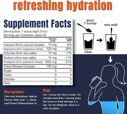 Hi-Lyte Keto K1000 Electrolyte Powder | Orange | Hydration Supplement Drink Mix | Boost Energy & Beat Leg Cramps | No Sugar, No Maltodextrin | 50 Servings