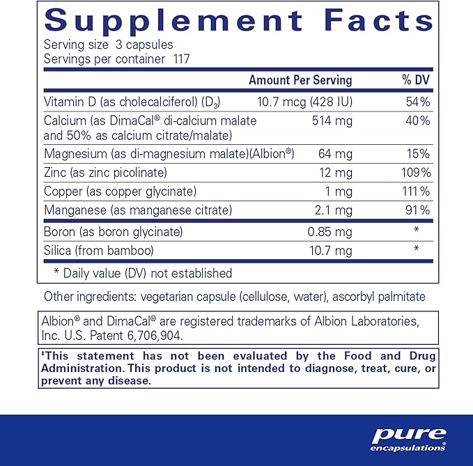 Pure Encapsulations OsteoBalance | Hypoallergenic Supplement to Promote Calcium Absorption and Enhance Healthy Bone Mineralization* | 351 Capsules
