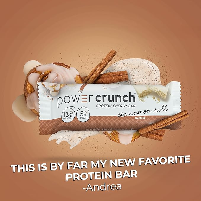 Power Crunch Protein Wafer Bars, High Protein Snacks with Delicious Taste, Cinnamon Roll, 1.4 Ounce (12 Count)