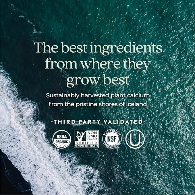 New Chapter Calcium Supplement - Bone Strength Organic Calcium with Magnesium, Vitamin D3+K2, 70+ Trace Minerals for Bone Health, Gluten Free, Easy to Swallow Slim Calcium Tablets - 60 Count