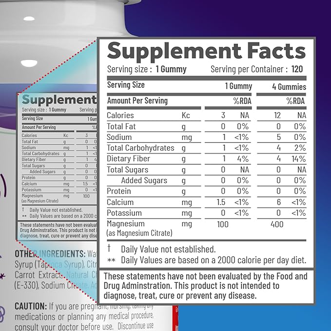 Magnesium Citrate Gummies - Sugar-Free, Vegan and Non-GMO for Better Sleep and Relaxation - No Sugar Alcohol - Magnesium Supplement for Adults, Teens and Kids - Cherry - 120 Chews