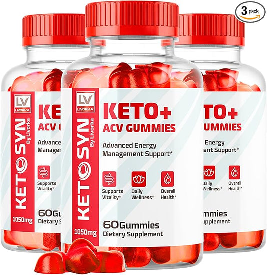 (3 Pack) Ketosyn ACV Gummies, Keto Syn Gummies, Ketosyn Keto Plus ACV Gummies, Ketosyn Keto ACV Gummies, Keto Syn ACV Gummies 1050 MG, Keto ACV Gummies Ketosyn, 180 Gummies for 3 Months