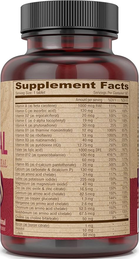 DEVA Vegan Prenatal Multivitamin and Mineral Supplement - Once-Per-Day Formula - Vitamins A, C, D, E, K, B Complex, with Folate & Chelated Iron - 90 Coated Tablets, 1-Pack