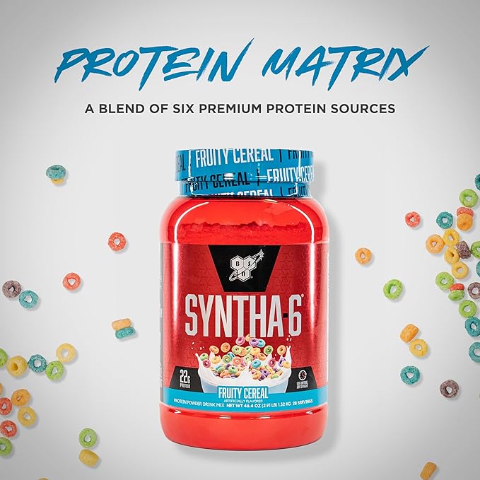 BSN SYNTHA-6 Whey Protein Powder with Micellar Casein, Milk Isolate, Fruity Cereal, 28 Servings (Packaging May Vary)
