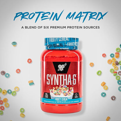 BSN SYNTHA-6 Whey Protein Powder with Micellar Casein, Milk Isolate, Fruity Cereal, 28 Servings (Packaging May Vary)