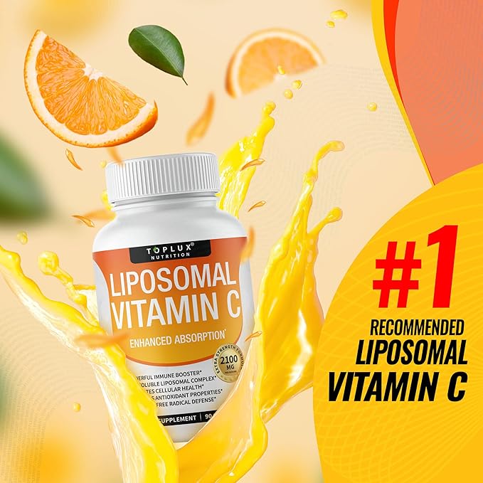 Liposomal Vitamin C 2100mg High Absorption Fat Soluble VIT C - Immune Support Collagen Booster Immunity Defense & Powerful Antioxidant, MCT Oil & Sunflower Lecithin, Acsorbic Acid, Vegan Non-GMO