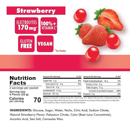 Bonk Breaker Energy Chews, Dairy-Free, Gluten-Free Ingredients to Provide Quick Energy and Focus, 1 Box of 10 Packets, Strawberry