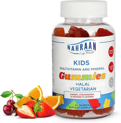 Halal Vitamins for Kids - Halal Multivitamins for Kids Vitamin A, C, D, E, B6, B12 - Non-GMO Vegetarian, Halal Gummies - 90 Count