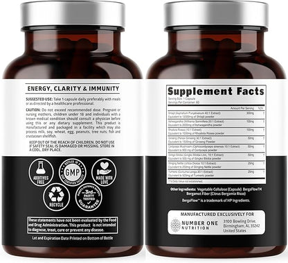 Pure Himalayan Shilajit for Women and Men 18250MG [50% Fulvic Acid] Better than Resin with Ashwagandha, Ginseng, Turmeric, Gingko Biloba, Stinging Nettle, Cordyceps to Support Energy & Stamina, 60Caps