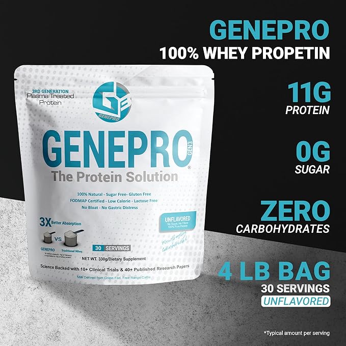 Unflavored Protein Powder - New Formula - Lactose-Free, Gluten-Free, & Non-GMO Whey Isolate Supplement Shake (3rd Generation, 128 Servings)