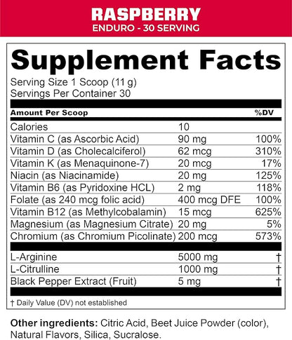 MTN OPS Enduro Trail Packs Nitric Oxide Supplement & Stim-Free Pre Workout - 20 Servings - with Magnesium Citrate, Beet Root Powder, Niacinamide, L Arginine & L Citrulline - Raspberry Flavor