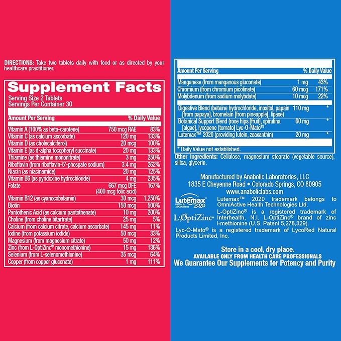 Iron Free Daily Multivitamin for Men and Women, 120 Tablets - AVED Daily Multi Vitamin and Minerals Health Supplement - Vitamins A, C, D, E, Vitamin B Complex, Zinc, Calcium, Magnesium, More