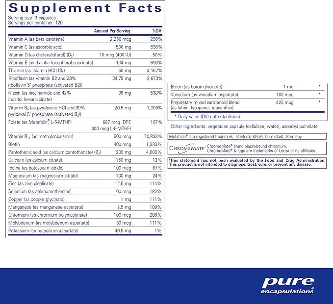 Pure Encapsulations Nutrient 950 Without Iron | Supplement to Support Cardiovascular, Immune, and Cellular Health, Bones, Hormone Metabolism, and Carbohydrate Utilization* | 360 Capsules