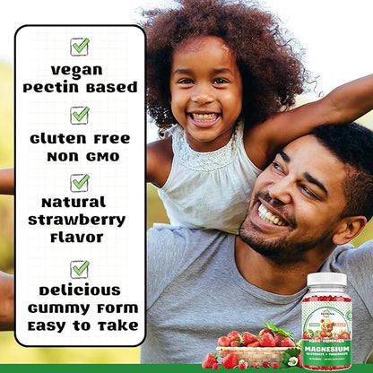 Magnesium Complex Gummies- Calm Chewable Gummies for Kids & Adults- Magnesium Glycinate, Threonate Supplement-w/Omega-3, Vitamin B6, D3- Support Calm Stress Relief, Bones, Mood Vegan, 60 Gummies