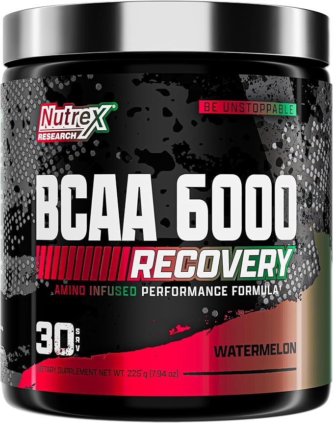 Nutrex Research - BCAA Powder 6000 Amino Acid - 6 Grams of BCAAs Amino Acids Supplement for Post Workout Recovery & Muscle Growth - Amino Energy Workout Recovery Drink (Watermelon - 30 Servings)