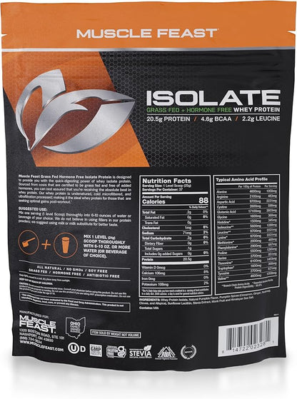 Muscle Feast Grass-Fed Whey Protein Isolate, All Natural Hormone Free Pasture Raised, Pumpkin Spice, 2lb