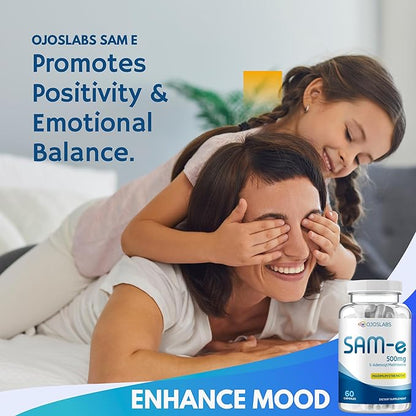 Sam e 500mg Methionine Supplement for Liver, Joint, Brain and Mood Support, High Absorption SAM-e (S Adenosyl Methionine), Vegan, Gluten Free,Non-GMO-USA Made, 60 Sam e Capsule (2 Pack)