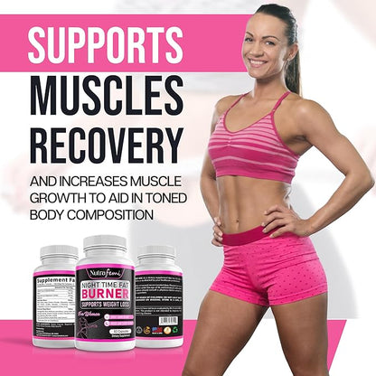 Fat Burners for Women Weight Loss - Night Time Fat Burner with Carb Blocker & Appetite Suppressant - Belly Fat Burner & Thermogenic Metabolism Booster - NSF Approved, 60 Capsules