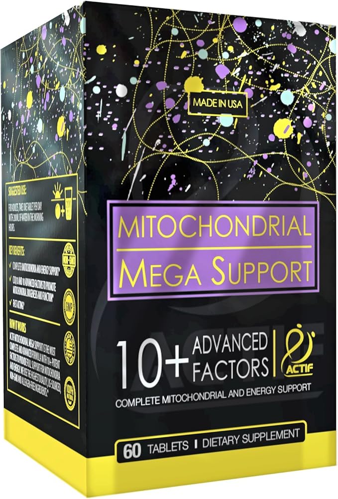 ACTIF Mitochondrial Maximum Support with 10+ Advanced Factors - Non GMO, Fast Acting, Mitochondria and Energy Support, Made in USA, 60 Count