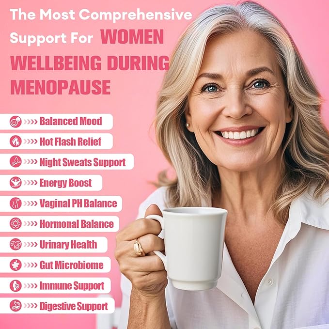 Menopause Supplements for Women, Multibenefit & Complete Black Cohosh for Hot Flashes, Night Sweats & Hormone Balance for Women, with Probiotics, DIM, Vitex, Dong Quai, Red Clover and More, 120 Caps