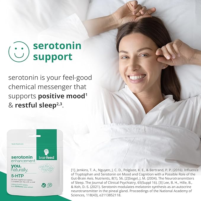 Serotonin Supplements (60) | 1-a-Day Serotonin Mood Support | 5HTP 100mg Per Tablet from Griffonia Seed Extract | Natural Serotonin Booster | 2 Month Supply