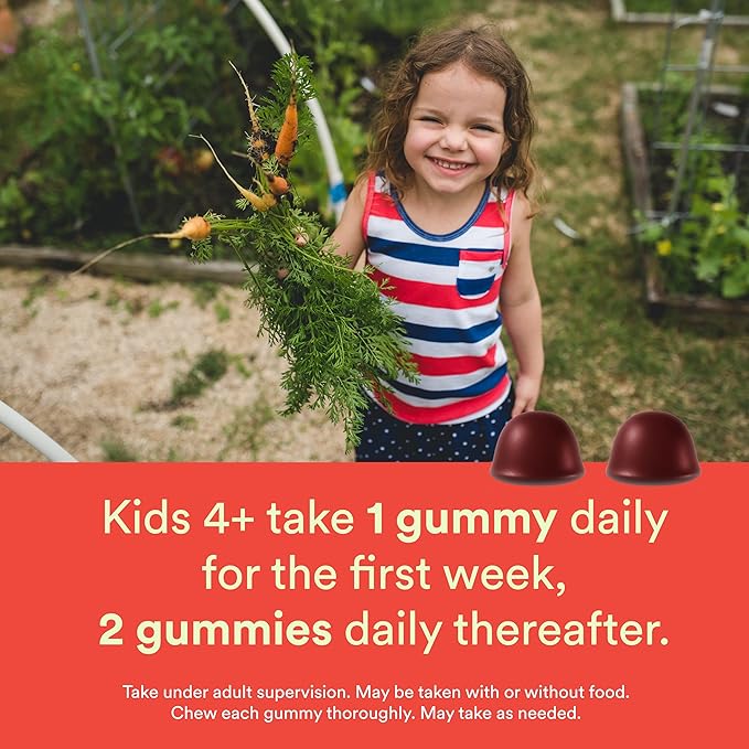 SmartyPants Kids Fiber & Veggies: Prebiotic Fiber Gummies for Kids, Fiber Supplement with Inulin, Organic Green Veggie Blend, Vegan, Gluten Free, Mixed Berry Flavor, 60 Count (30 Day Supply)