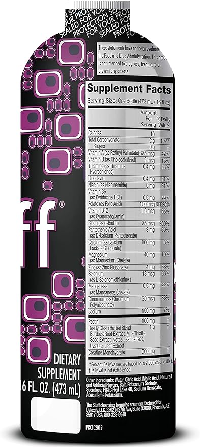 Detoxify – The Stuff Herbal Cleanse Detox Drink – Full Body Cleanse Detox for Women and Men - Same Day Results - Plus Sticker - for Average Toxin Exposure - Grape - 16 oz