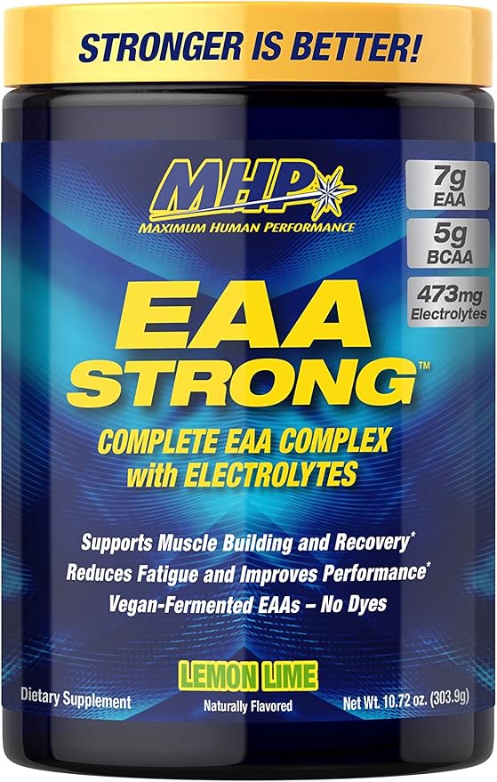 Maximum Human Performance Mhp Eaa Strong, All 9 Essential Amino Acid Supplements, Electrolytes, Lemon Lime