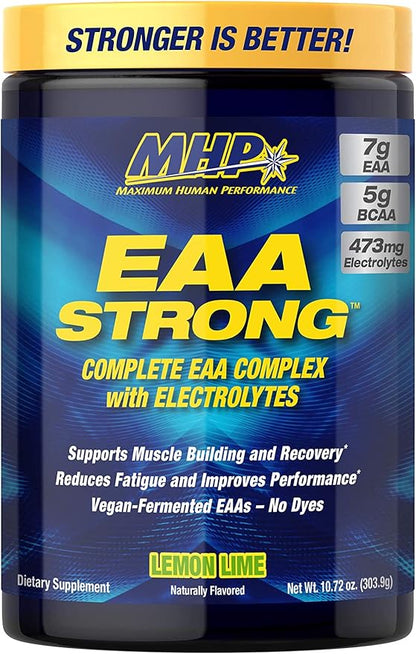 Maximum Human Performance Mhp Eaa Strong, All 9 Essential Amino Acid Supplements, Electrolytes, Lemon Lime