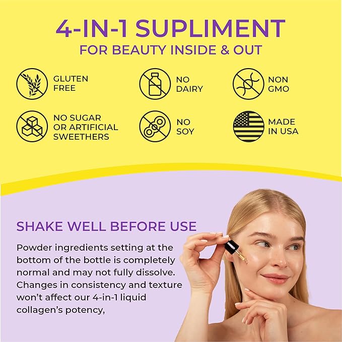Liquid Biotin Collagen Keratin 4fl oz Liquid Supplements for Women - Comprehensive Formula Hair Skin Nails Supplement with 10000mcg Collagen 5000 mcg Biotin 5000 mcg Keratin 5000 mcg Saw Palmetto