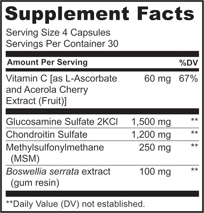 NATURELO Glucosamine Chondroitin MSM with Boswellia and Vitamin C - Supplement for Joint Comfort, Mobility, and Strength - Twin Pack - 240 Capsules