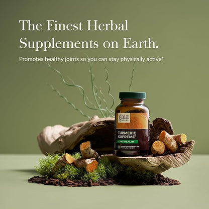 Gaia Herbs Turmeric Supreme Joint Health - Joint Support Supplement - with Quercetin,Black Pepper,Boswellia,Ginger Root,Curcuminoids,&More-120 Liquid Phyto-Capsules(30-Day Supply)