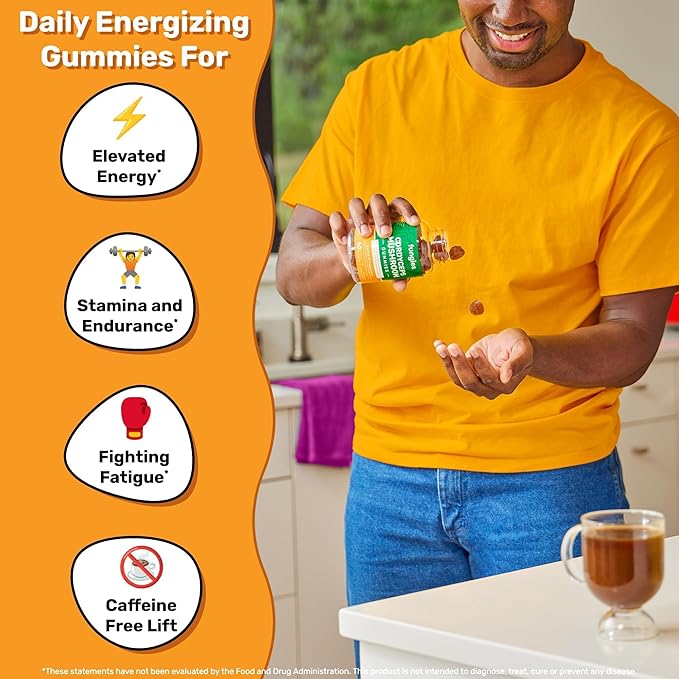 Fungies Cordyceps Mushroom Gummies, Mango & Pineapple Flavor - Mushroom Herbal Supplement Gummy for Adults Supports Endurance, Energy & Performance - Caffeine-Free Energy Gummies - 60 Servings