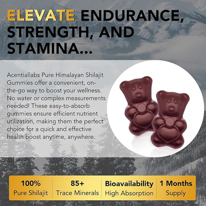 Shilajit Gummies, Pure Shilajit Himalayan, Rich in 85 Micronutrients, Himalayan Shilajit Gummies Shilajit for Men, Suitable for Men and Women, No Added Sugar Non-GMO, 100% Natural Organic, 60 Gummies