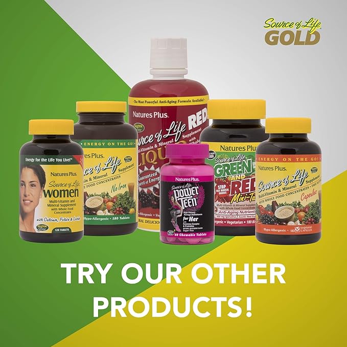 Natures Plus Source of Life Mini-Tabs - Easy to Swallow Whole Food Multivitamin with Chelated Minerals, Energy Booster - 180 Vegetarian Mini Tablets (30 Servings)