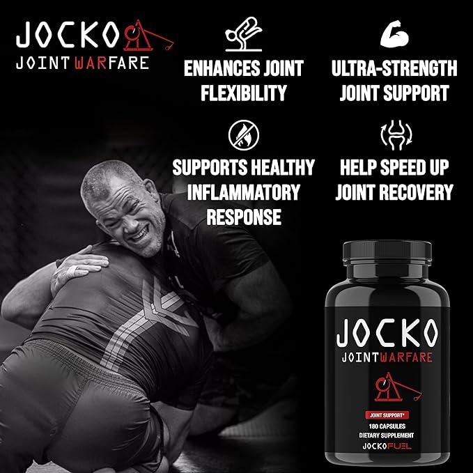 Jocko Fuel Joint Support Supplement - Glucosamine MSM for Joint Pain, Mobility, & Flexibility w/Turmeric & Boswellia (180 Capsules)